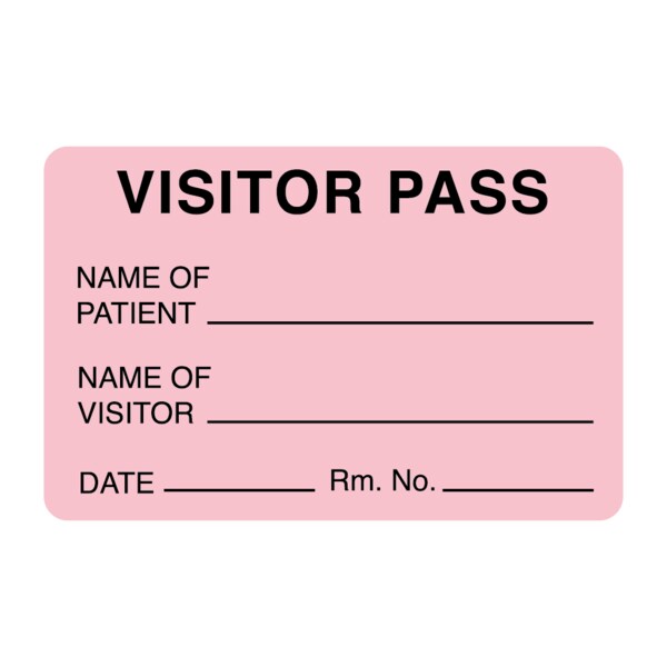 Visitor Pass - Name Of Patient/Visitor 1-15/16" x 3"